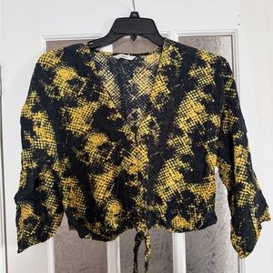 Only Black and Yellow Patterned Blouse